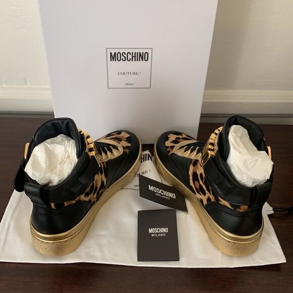 Moschino genuine calf hair detail basket sneaker size 7 new - Picture 3 of 16
